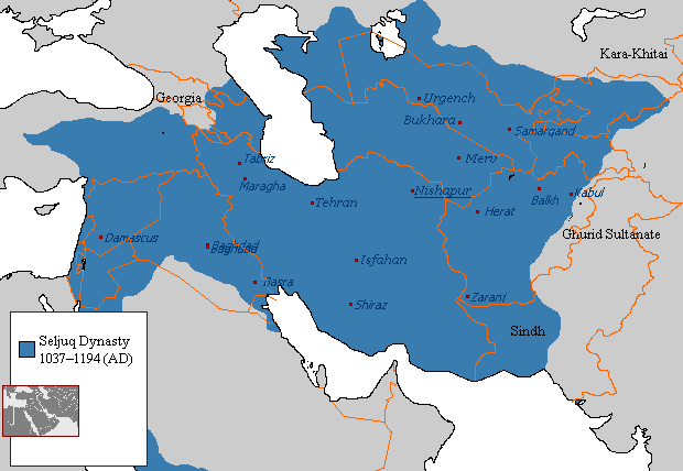 Great Seljuk Borders at the Death of Melikshah