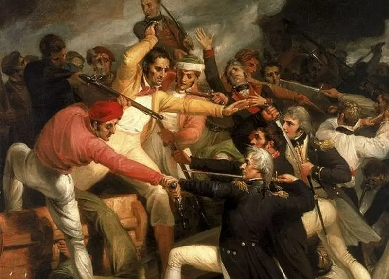 Admiral Nelson at the Battle of Cadiz. Painting from 1806
