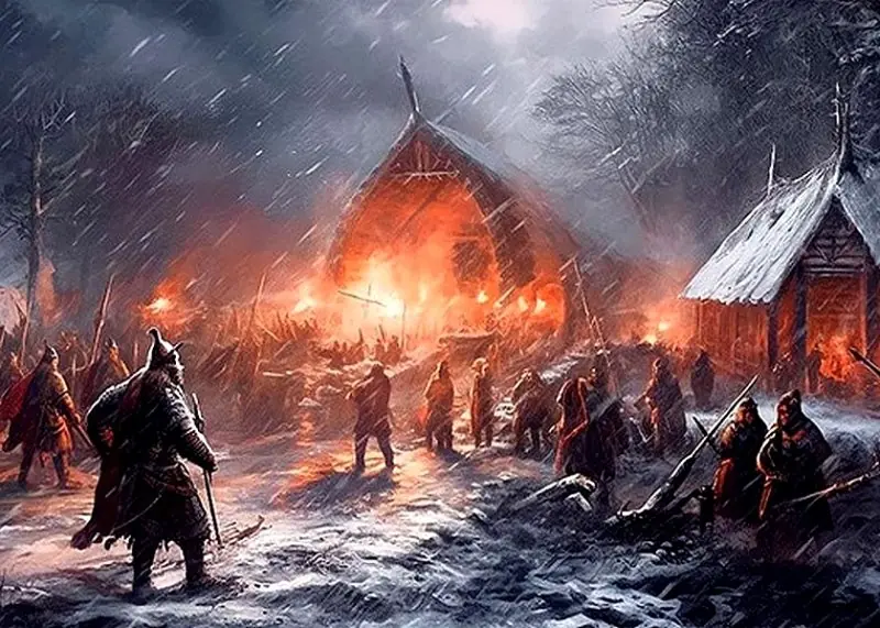 Barbarian Attack. Modern illustration.