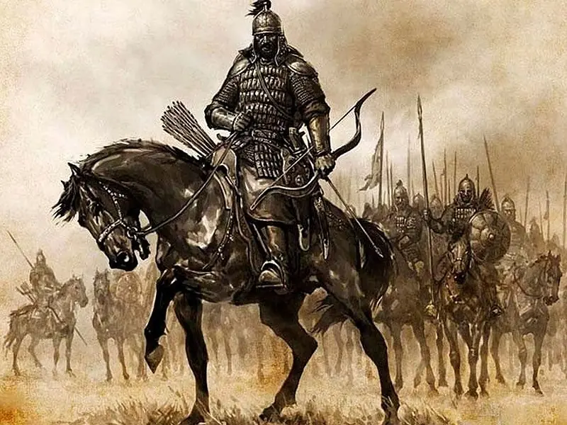 Genghis Khan's warrior. 20th century sketch