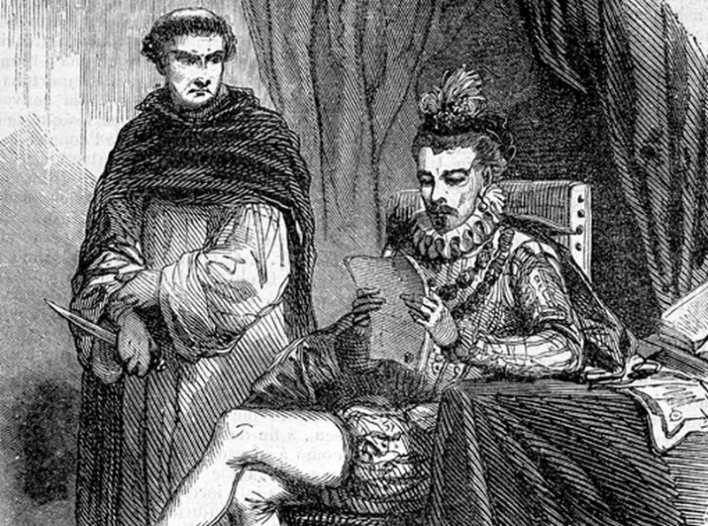 Henry III with his assassin. 19th century engraving.