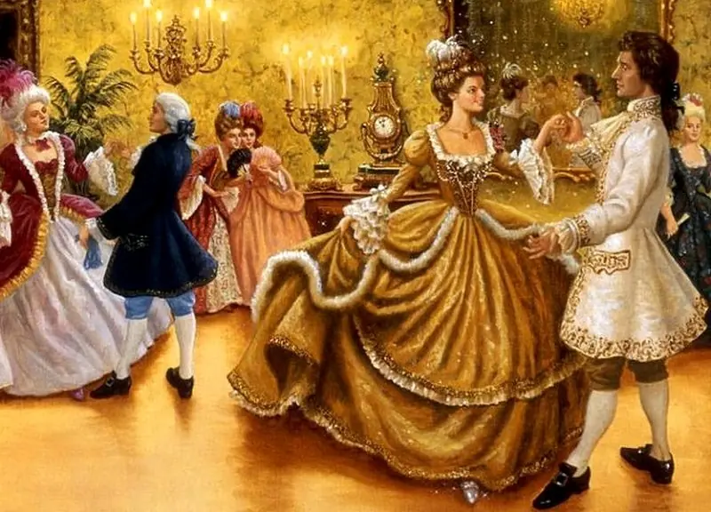 Nobles at a Ball. Contemporary illustration