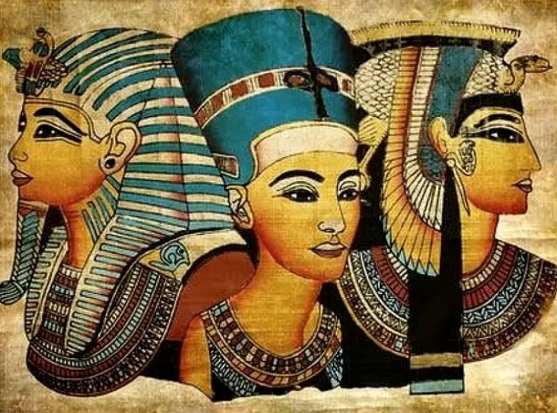 Papyrus with a drawing of Egyptian pharaohs