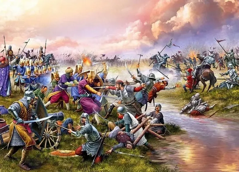 The Battle of Mohács. A modern painting