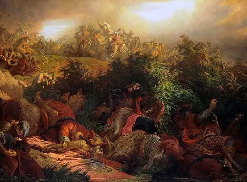 The Battle of Mohács. Painting from 1866.