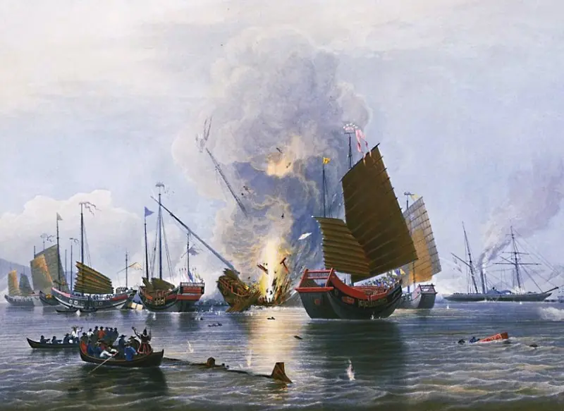 The First Opium War with China, painting from 1841