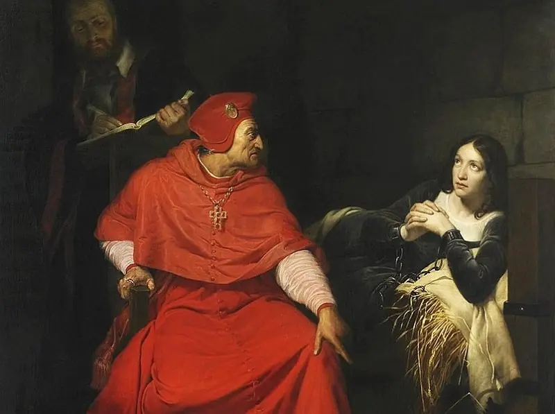The Interrogation of Joan by the English Cardinal. Painting, 1824